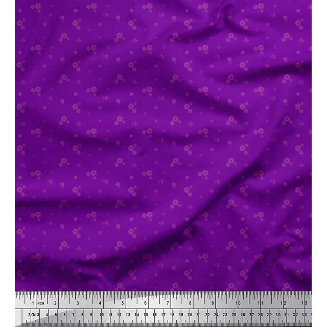 Soimoi Rayon Fabric Leaves,Bell Flower & Butterflies Panel Decor Fabric Printed Yard 42 Inch Wide