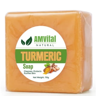 AMVital Barre de Savon au Curcuma pour le Visage et le Corps, Savon Naturel Fait à la Main