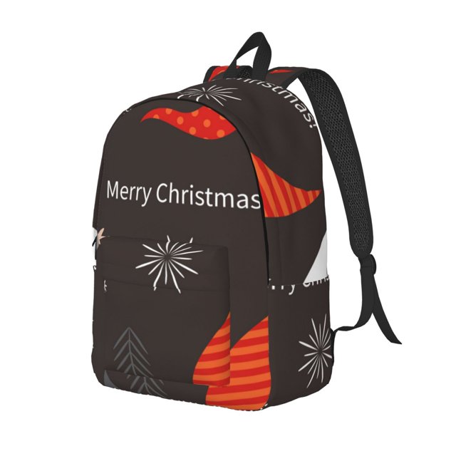 Vsdgher Christmas Gnomes In Red Hats Print Canvas Backpack Travel Rucksack Unisex Knapsack 15.7/17.7Inch Laptop Backpack for Work,College-Medium