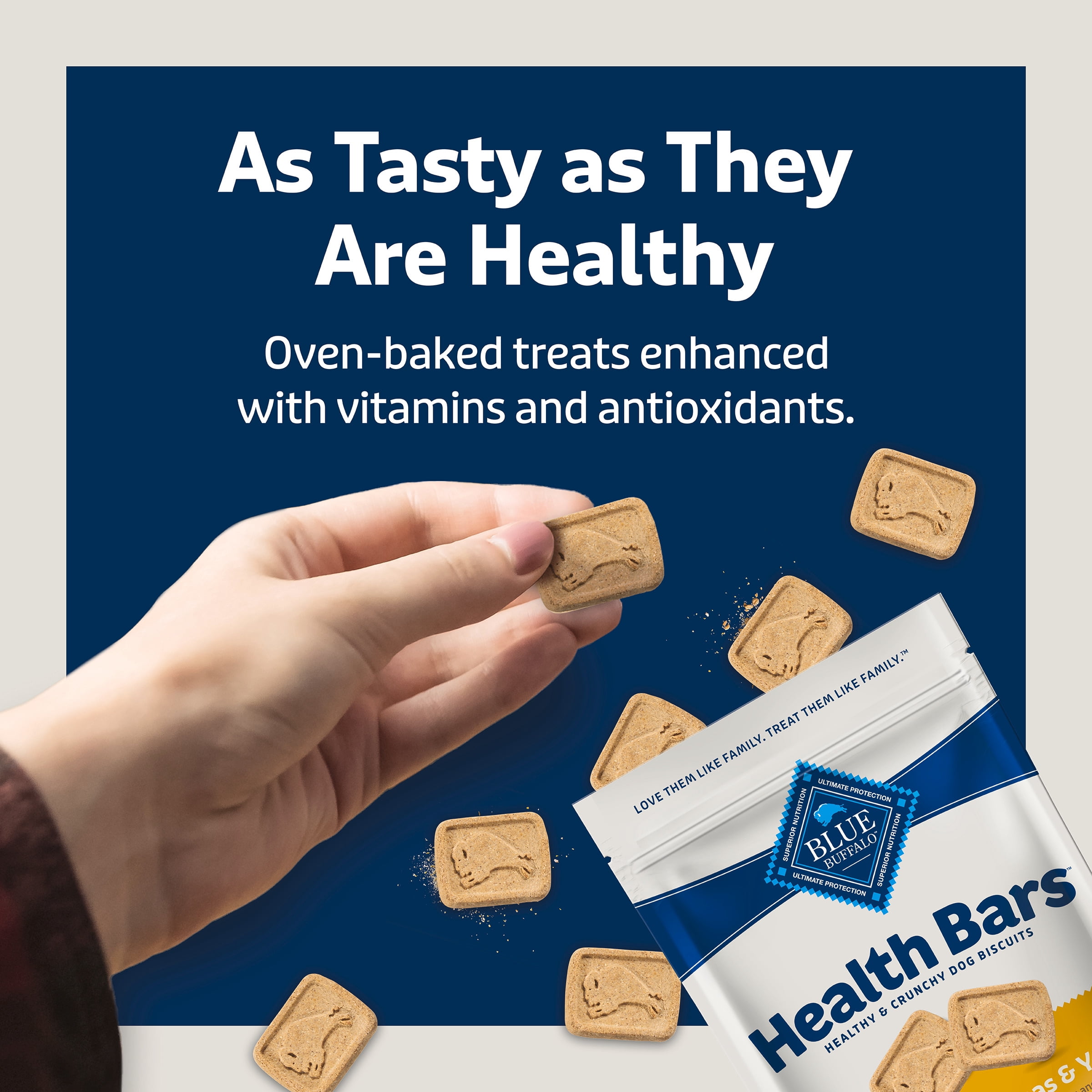 Blue Buffalo Health Bars Biscuits Croquants pour Chiens, Biscuits pour Chiens Bananes et Yogourt.