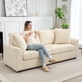 thumbnail image 2 of HOMCOM Canapé 3 Places, Sofa Rembourré pour Chambre, Crème, 2 of 10