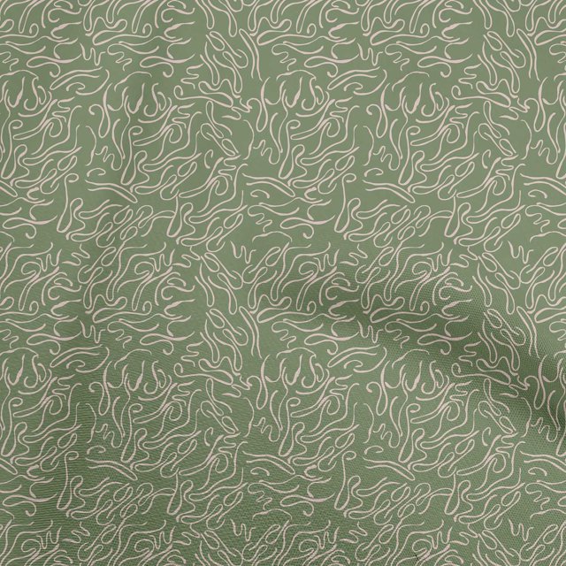 oneOone Cotton Poplin Olive Green Fabric Abstract Line Sewing Craft Projects Fabric Prints By Yard 42 Inch Wide