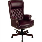 Traditional Vinyl Executive Office Chair in Mahogany