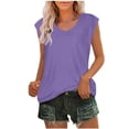 thumbnail image 1 of Timegard Tank Tops for Women Cap Sleeve Round Neck Solid Color Basic Tee Casual Tunic Tops for Leggings, 1 of 5