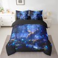 thumbnail image 2 of YST Magical Jungle 7-Piece Neon Butterfly Comforter Set, King Size, Wildlife Theme, Blue, Glowing Gradient, 2 of 4