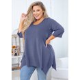 thumbnail image 2 of SHOWMALL Tunique Grande Taille pour Femmes Blouse Manches 3/4 Violet Gris 5X Vêtements Haut Évasé Col Rond Maternité Ample, 2 of 6