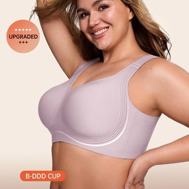 Women's Wireless Support Bra, Full Coverage Plus Size Bra for Seniors, Hontri Bras for Women Supportive Wireless Bra Full Coverage No Underwear Plus Size for Older Women