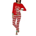 thumbnail image 4 of Wangscanis Family Matching Christmas Pajamas, Cartoon Tops with Stripe Pants Suit, 4 of 9