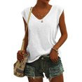 thumbnail image 2 of Birdeem Womens Solid Color Cap Sleeve Blouses T-Shirt Casual Loose Fit Basic Shirts Tank Tops, 2 of 8