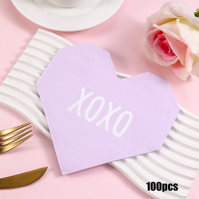 RKSTN Paper disposable paper tissues Valentines Day Paper Napkins Disposable Patterns Napkins Festive Decorative Suitable For Valentines Day Table 5 Pack Totaling 100 Sheets