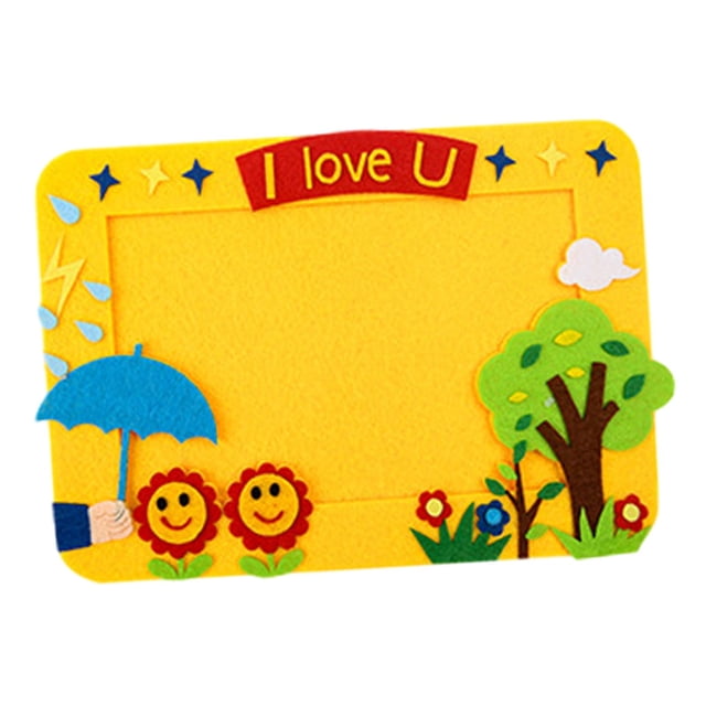 Rongfmy DIY Picture Frame Craft Frames Set Photo Frame for Bedroom Shelf Arts Crafts I Love You Yellow