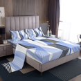 thumbnail image 1 of Erosebridal Checkered Geometry Bed Sheets Set Queen Size, Sky Blue Bed Sheets Queen, Mid Century 4-Piece, 1 of 7