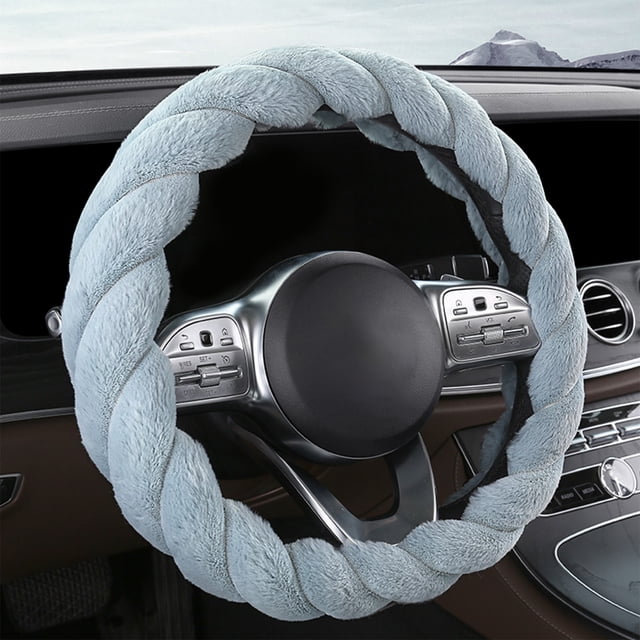 Chmadoxn Housse de Volant de Voiture avec Décoration de Voiture Douce, Chaude et Antidérapante, Protecteur de Volant de Voiture Universel, Convient aux Housses de Volant de 14-15 Pouces