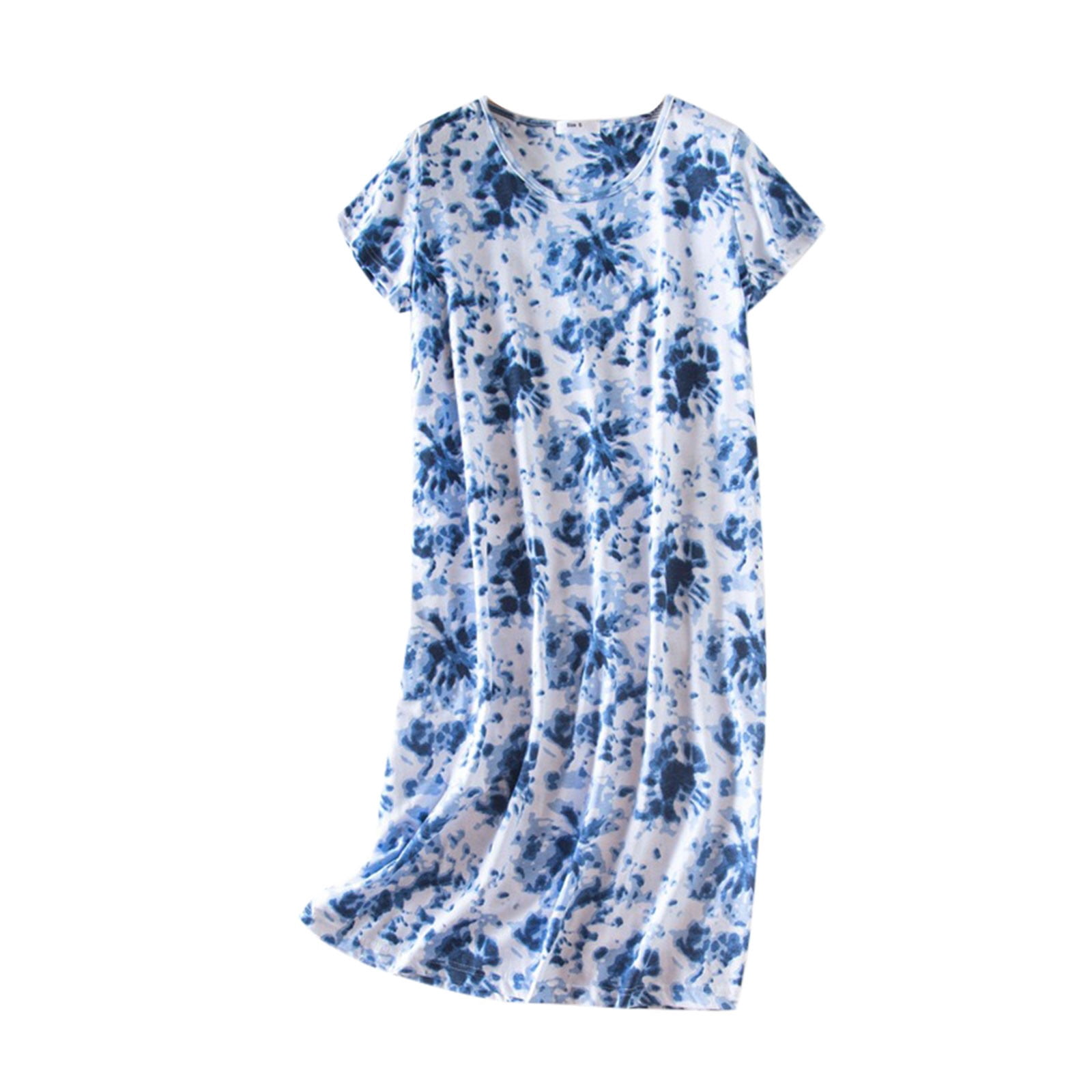 Kcodviy Chemise de Nuit en Coton pour Femme Vêtements de Nuit Chemises de Nuit pour Femmes Coton Manches Courtes Chemise Décontractée Mignonne Chemise de Nuit pour Femmes Imprimée Robe de Nuit