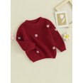 thumbnail image 3 of FOCUSNORM Chandail pour Filles Manches Longues Col Rond Fleur Chaud Chandail d'Hiver Vêtements pour Usage Quotidien, 3 of 9