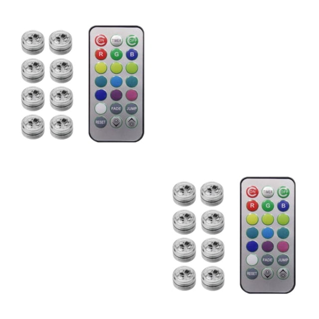 stanreset 1/2/3/5 Wireless LED Car Interior Ambient Light Remote Control Auto with Battery Luminous Lamp for Vase Aquarium Party Decoration 8 lights 2PCS