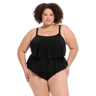 Maillot tankini une-pièce femme Krista Plus à doubles bretelles avec haut de maillot en mesh