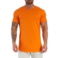 thumbnail image 1 of BOBOGOJP T-Shirt Ajusté pour Homme à Manches Courtes, Col Ras du Cou, Hauts T-Shirts (Orange,m), 1 of 3
