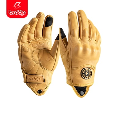 BSDDP Motorcycle Premium Leather Gloves Men's Motorcycle Street Protected Biker Gloves Impact Resistant Antiskid Sensitive Touch Screen