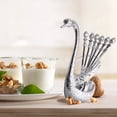 thumbnail image 2 of Coffee Spoons and Forks Set Stainless Steel Bar Dessert Serving Utensils With Swan-Shaped Rack 12 cm Spoon 13 cm Fork, 2 of 2