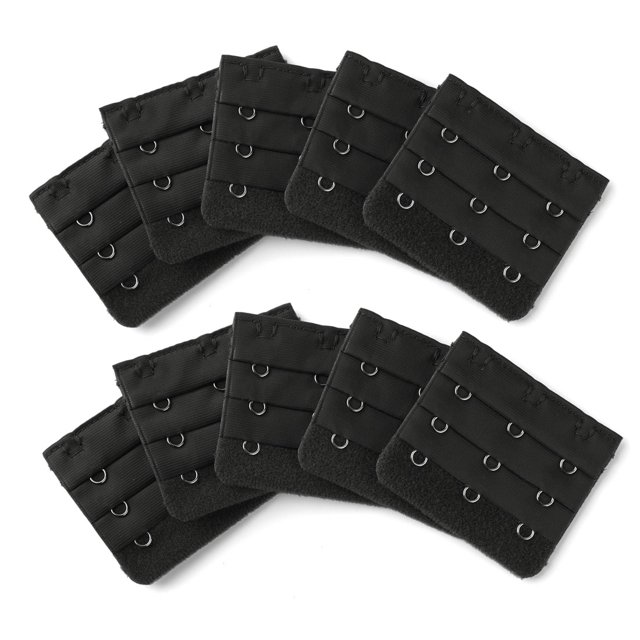 INSPIRE CHIC Rallonges de Soutien-Gorge pour Femmes à 3 Crochets 3 Rangées Bretelle de Soutien-Gorge Extensible Boucle Crochets Bande de Soutien-Gorge Noir 10