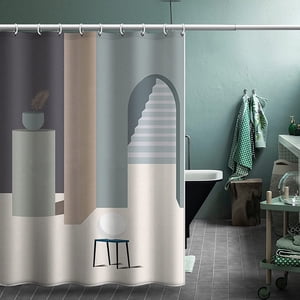 Shower Curtains, Fabric Shower Curtain Liner Abstract Pattern Polyester Shower Stall Curtain with 12 Hooks for Home Hotel Machine Washable Curtain Waterproof Bathroom Shower Curtain(72" X 72")