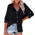 thumbnail image 1 of Timegard Womens Shirts Button down Tops Long Sleeve Lapel V Neck Blouse Fall Lightweight Shirts Tops, 1 of 9