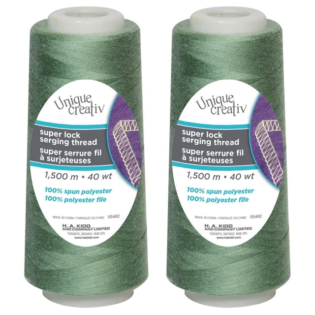 UNIQUE CREATIV TRULOCK Polyester Serging Thread 1500 m (1640 yd), Green