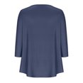 thumbnail image 4 of RXIRUCGD T-shirt d'Été Décontracté pour Femmes Manches Trois-Quarts Col Rond Froncé Blouse, Marine, Taille: 2TG, 4 of 5