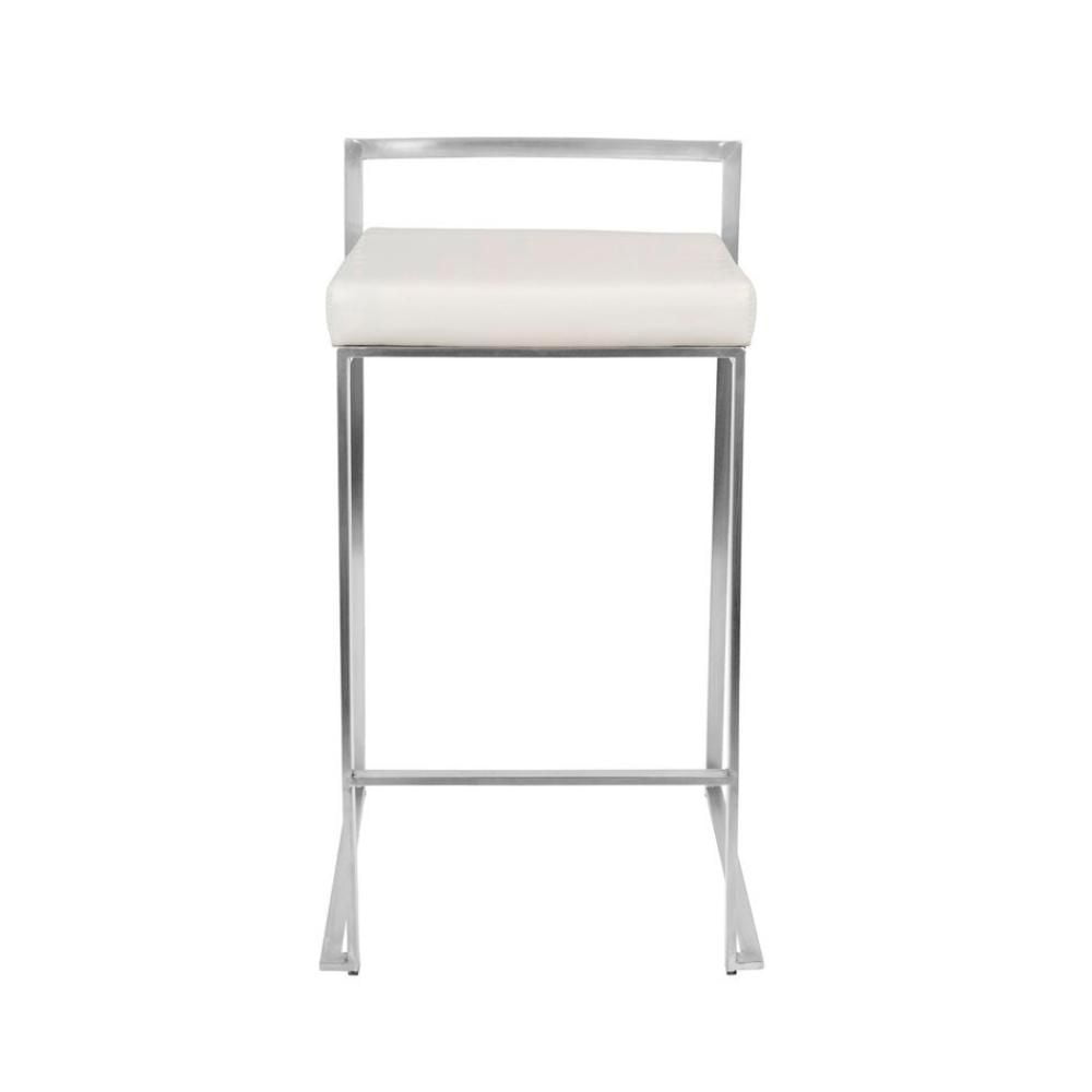 Heavenly Collection White PU Stool, White Bar Stool, White PU Bar Stool, PU Bar Stool with Chrome Finish, White Stool with Stainless Steel Frame, Low Back PU Bar Stool, Kitchen Stool, Island Stool, In