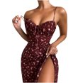 thumbnail image 1 of Leutsin Ladies Printed Slim Sleeveless Sling Strap Off Shoulder Open Back Dress, 1 of 8