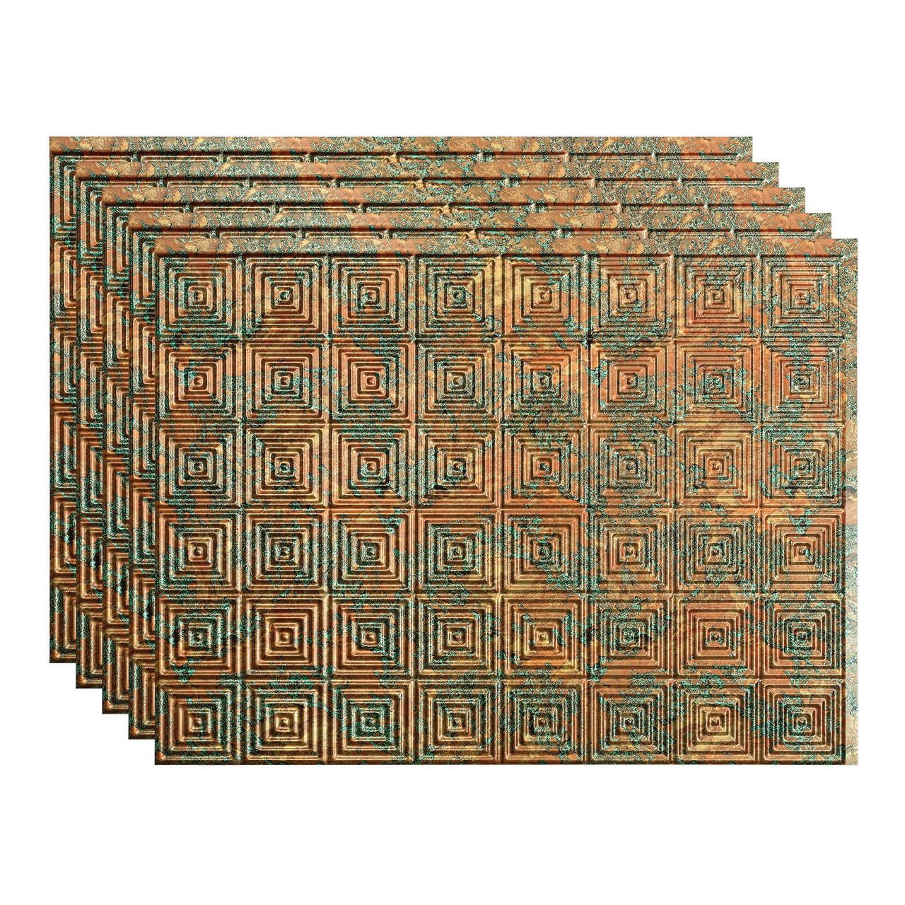 Fasade 18in x 24in Miniquattro Copper Fantasy Backsplash Panel 5 Pack