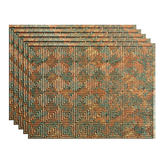 Fasade 18in x 24in Miniquattro Copper Fantasy Backsplash Panel 5 Pack