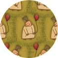 thumbnail image 1 of Ahgly Company Tapis de Zone Rond d'Intérieur Lavable à la Machine, Style Transitionnel, Jaune, 8 Pieds Rond, 1 of 7