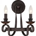 thumbnail image 1 of Quoizel Noble Applique Murale Traditionnelle Rustique Noire 2 Lumières B10 Candélabre, 1 of 2