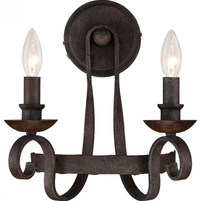 Quoizel Noble Applique Murale Traditionnelle Rustique Noire 2 Lumières B10 Candélabre
