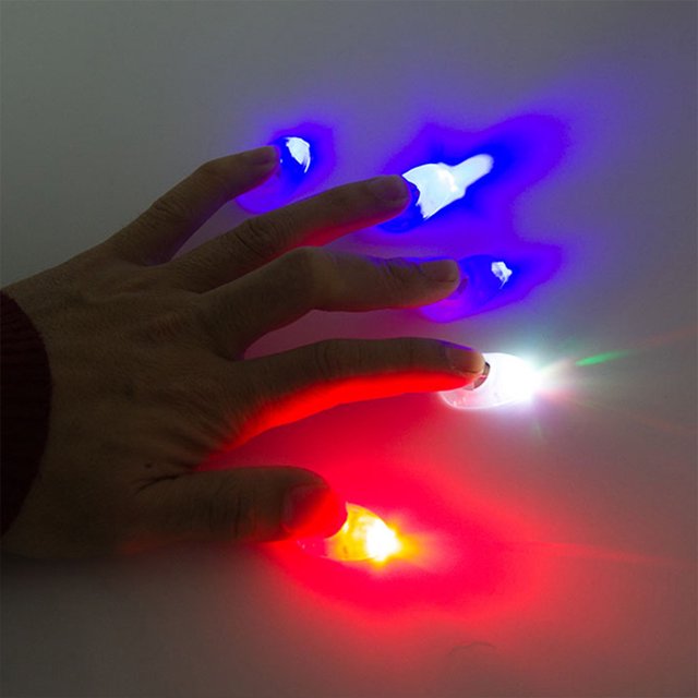 maskred 10pcs PVC Funny Toys Luminous Conjuring Finger Set For Children Surprise Children Toy Can Red color