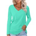 thumbnail image 1 of Timegard Womens Tops V-Neck Long Sleeve Basic Tee Solid Color Comfy Blouse Fall Casual Tunic Tops, 1 of 5