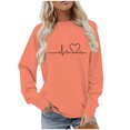 thumbnail image 1 of BLVB Chandail à Col Rond pour Femmes, Imprimé de Cœur, Manches Longues, Mignon, Coupe Ample, Léger, Hauts d'Automne, Cadeaux de la Saint-Valentin, 1 of 5