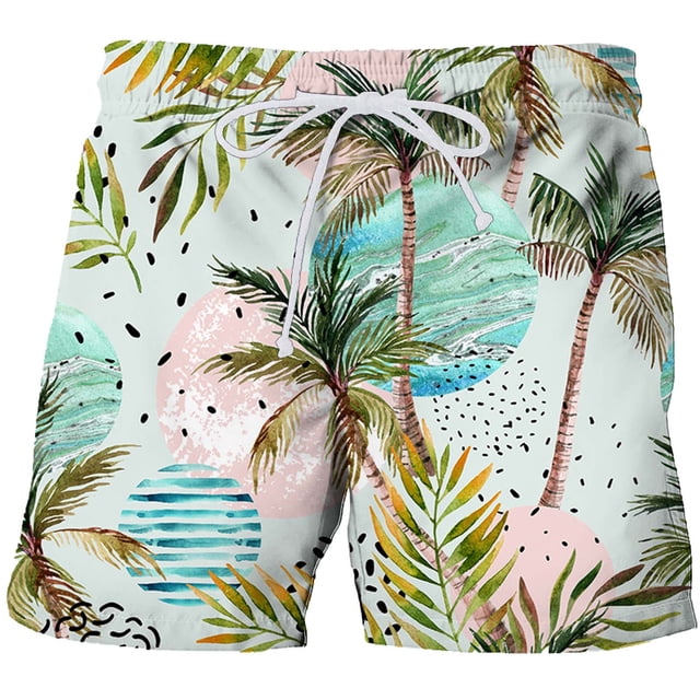 TIHLMK Men 3D Printing Breathable Seaside Vacation Beach Shorts Swimming Trunks