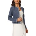 thumbnail image 4 of INSPIRE CHIC Costume d'Halloween pour Femme en Tweed à Carreaux, Ouvert à l'Avant, Blazer Court de Bureau Bleu Foncé m, 4 of 5
