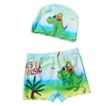 thumbnail image 1 of Hiiyo Toddler Boys Swim Trunks Cartoon Quick Drying Swimming Shorts & Cap, 1 of 3