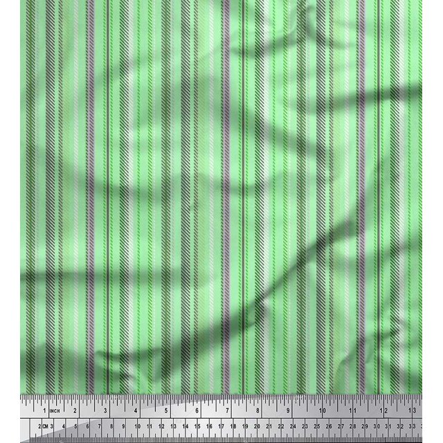 Soimoi Georgette Viscose Fabric Diagonal Line & Stripe Printed Craft Fabric by The Yard 42 Inch Wide