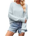 thumbnail image 1 of Timegard Women's Sweaters Cropped 2024 Fall Winter Sweater Long Sleeve Pullover Side Slit Knit Tops, 1 of 4