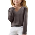 thumbnail image 1 of LOVZFMLL Sweaters for Girls, V-Neck Ribbed Pullover Classic Casual Solid Color, Cozy Soft Layering Top Fall Clothes Warm Winter Tops Kid Girls Clothes for 10-11 Years, 1 of 6
