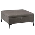 thumbnail image 4 of CorLiving Linden Soft Fabric Upholstered Square Storage Ottoman with Metal Legs, 4 of 9