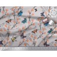 thumbnail image 3 of Soimoi Gray Poly Georgette Fabric Flower & Butterfly Printed Fabric 1 Yard 42 Inch Wide, 3 of 5