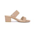 thumbnail image 3 of Women's Dual Straps Mid Chunky Heel Slide Sandals Nude 7, 3 of 7