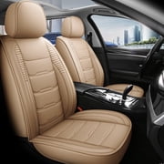 Maidao Car Seat Covers Leather for Hyundai for Elantra 2000-2015 5 Seats Waterproof Premium Leather Front and Back Seat Protectors Beige
