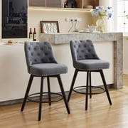 BeesClover Counter Height Bar Stools Set of 2, Modern Swivel Bar Stools with Back and Wood Legs, 26 in h Seat Height Upholstered Barstools Bar Chair for Kitchen Island Home Bar